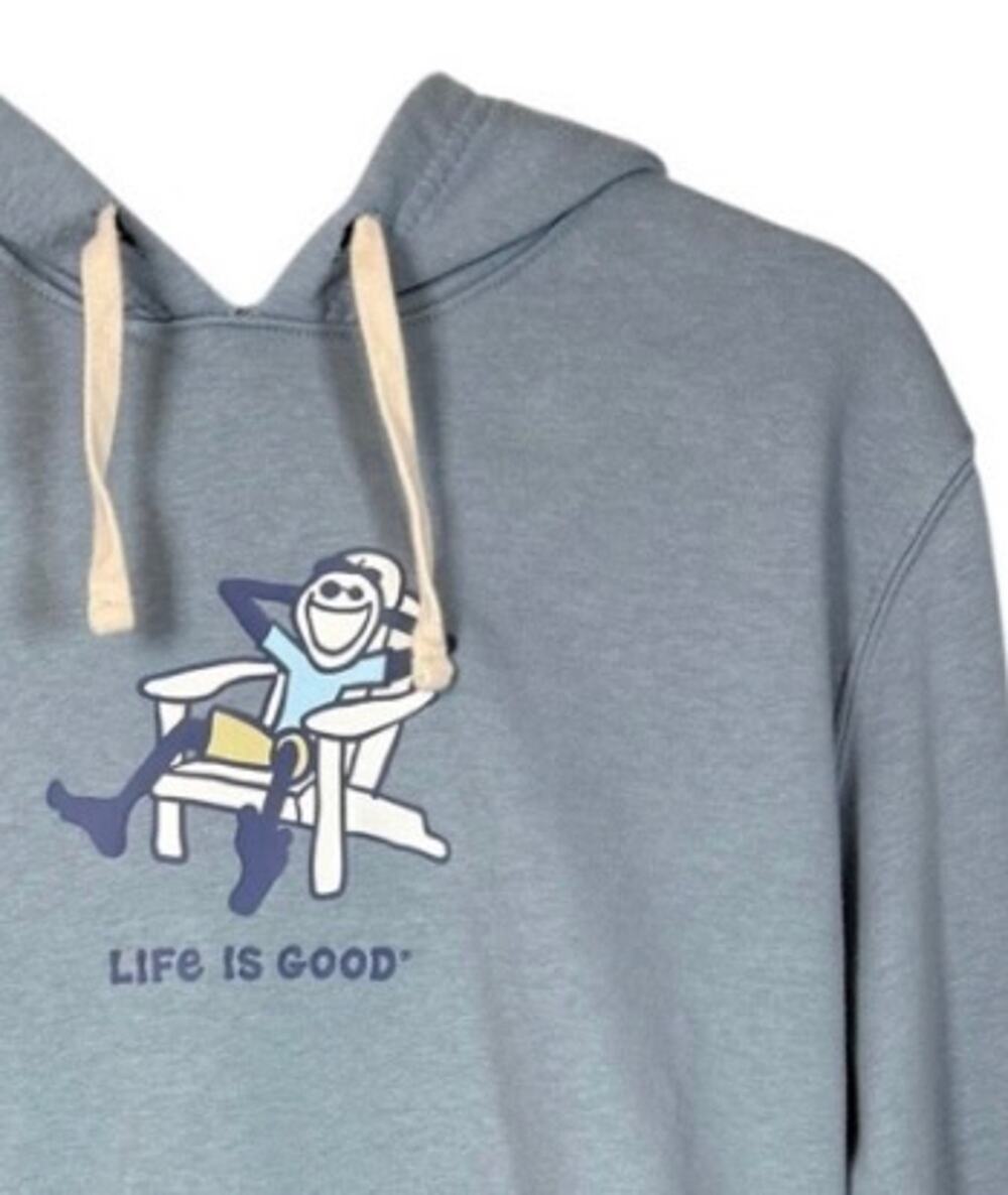 Life is Good Hoodie Sweatshirt Men's Medium Adirondack Jake Blue